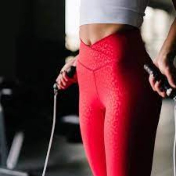 Zyia Red Leopard Scrunchy What Light n Tight Hi-Rise 7/8 - Picture 3 of 13